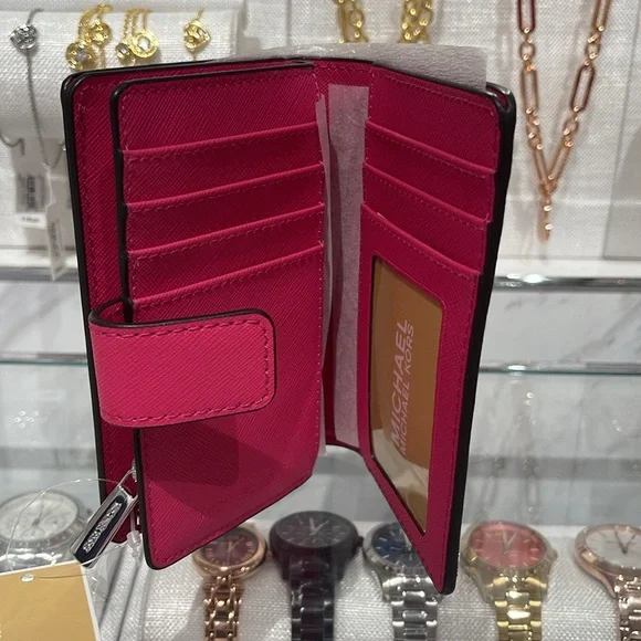Michael Kors Medium Saffiano Leather Bifold WalletNWT Dragonfruit